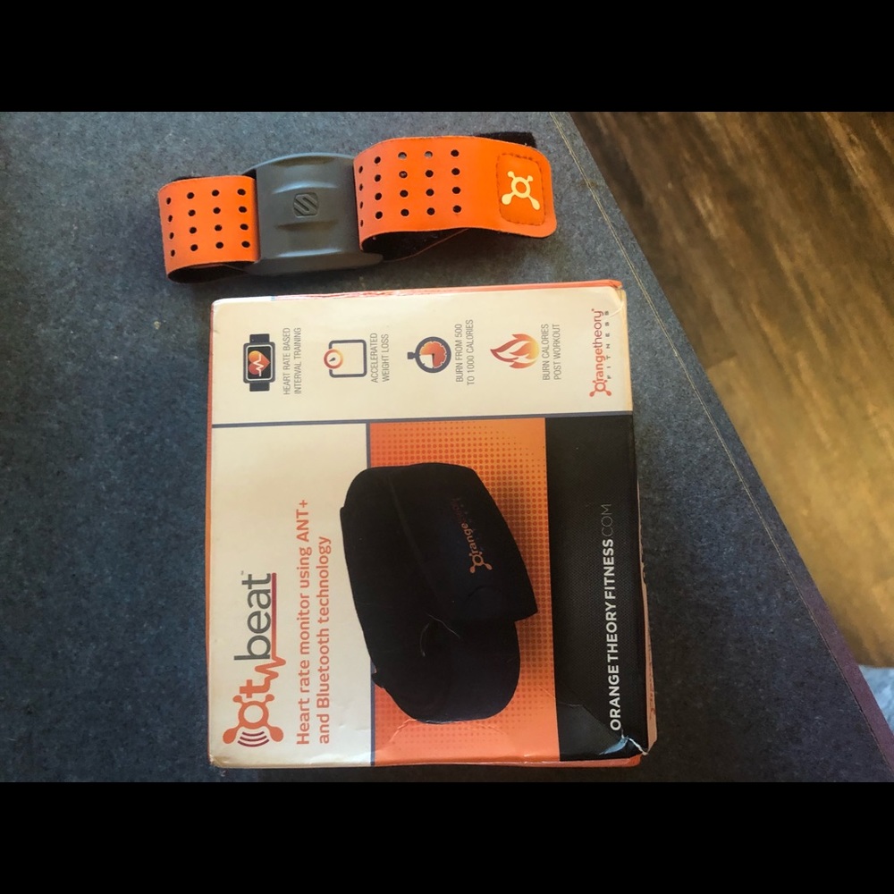 Orange theory heart monitors.